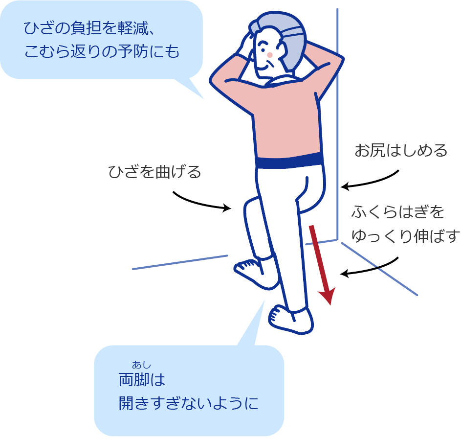 ひざの負担を軽減、こむら返りの予防にも