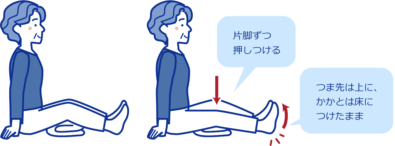 片脚ずつ押し付ける