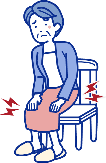 立ち上がるときに脚のつけ根が痛む女性