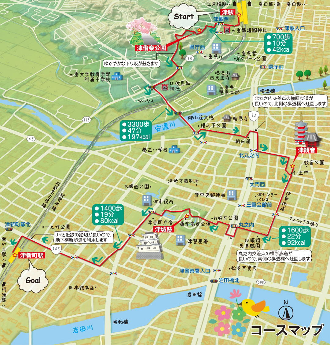 津市コースマップ説明図